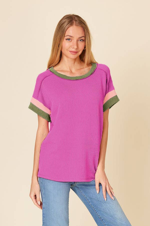 Bright Side Ribbed Colorblock Top