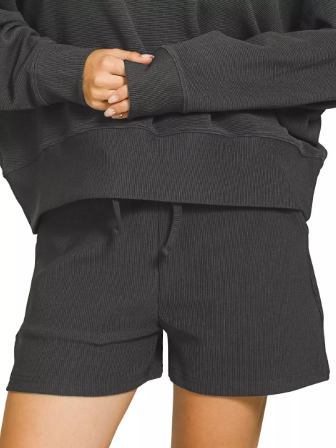 Zenana Ribbed Round Neck Pullover and Shorts Set Clothing Set