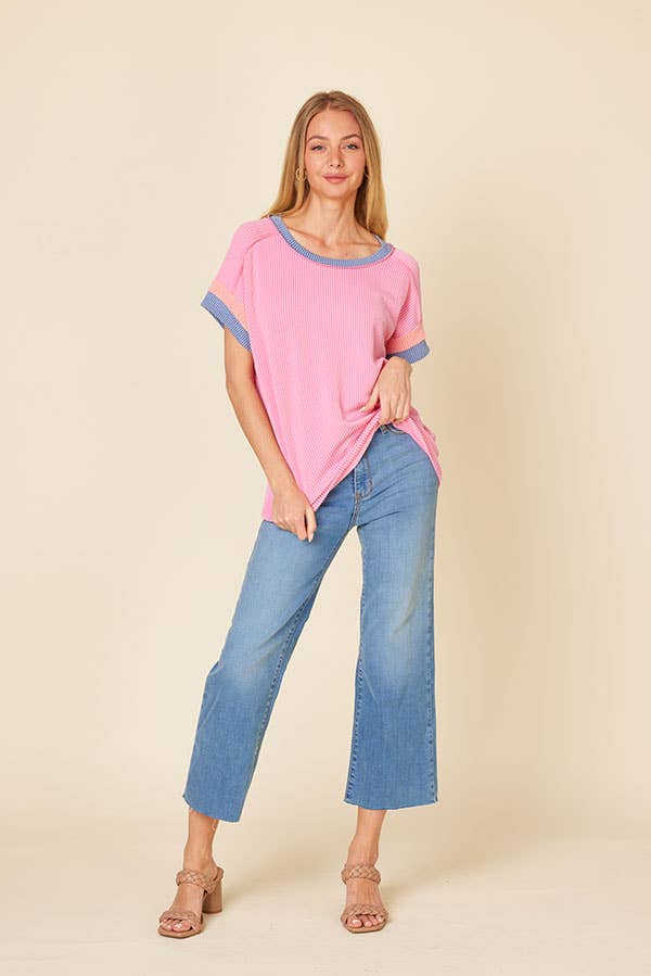 Bright Side Ribbed Colorblock Top
