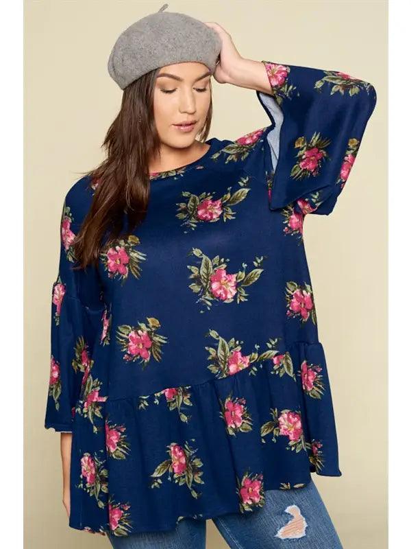 Plus Size Floral Babydoll Top - Moonlight Boutique