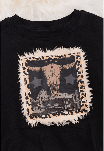 Bull Skull" Black Printed Baby Onesie - Moonlight Boutique