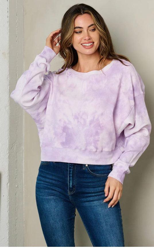 LONG SLEEVE TIE DYE LOOSE FIT TOP - Moonlight Boutique