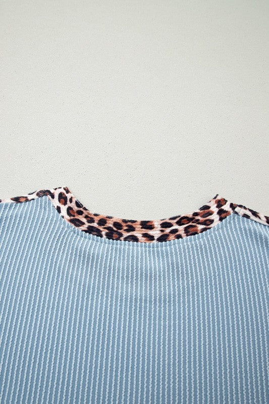 Leopard Trim Textured Lounge Set