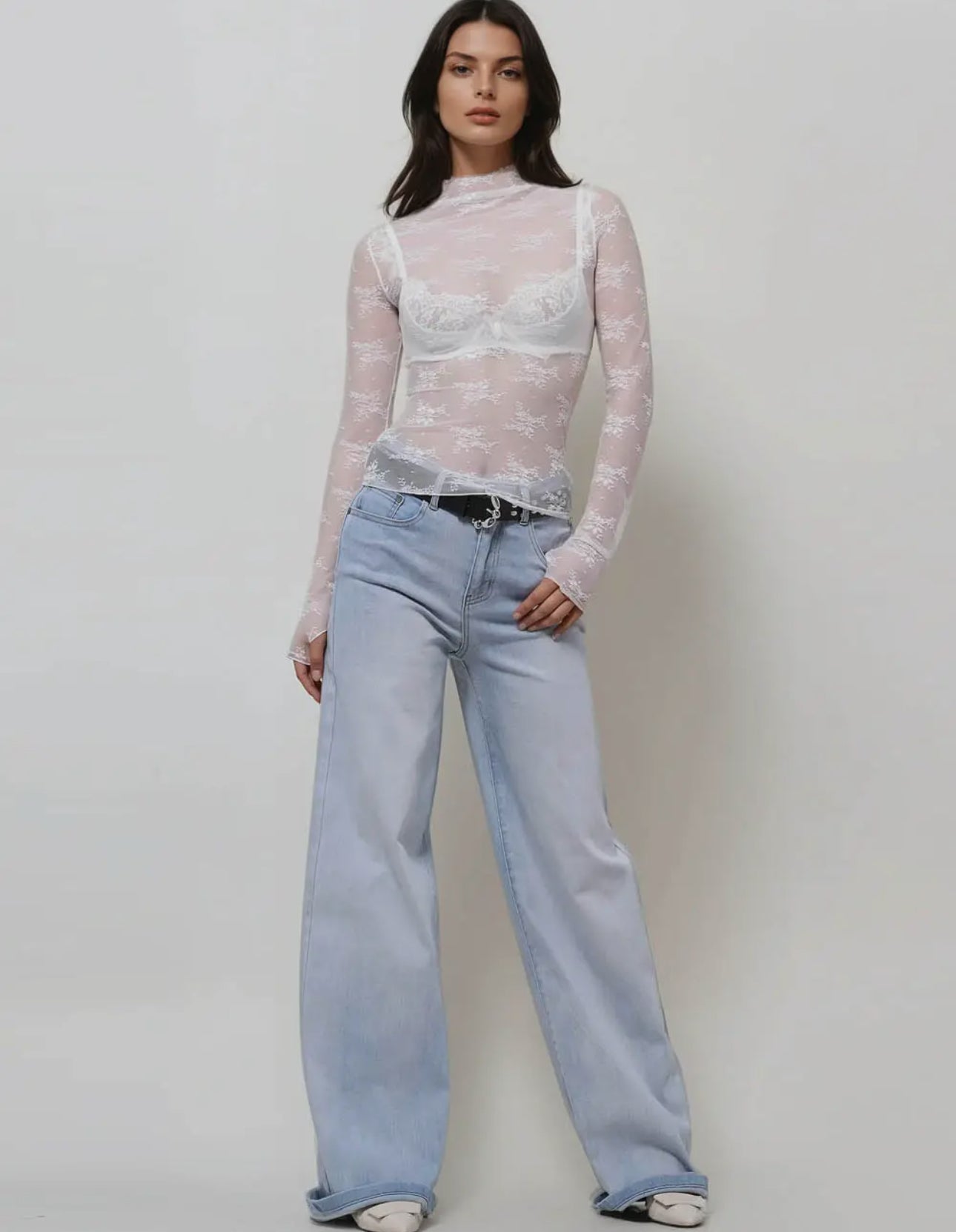 Lux Layering Floral Lace See Through Mesh Top