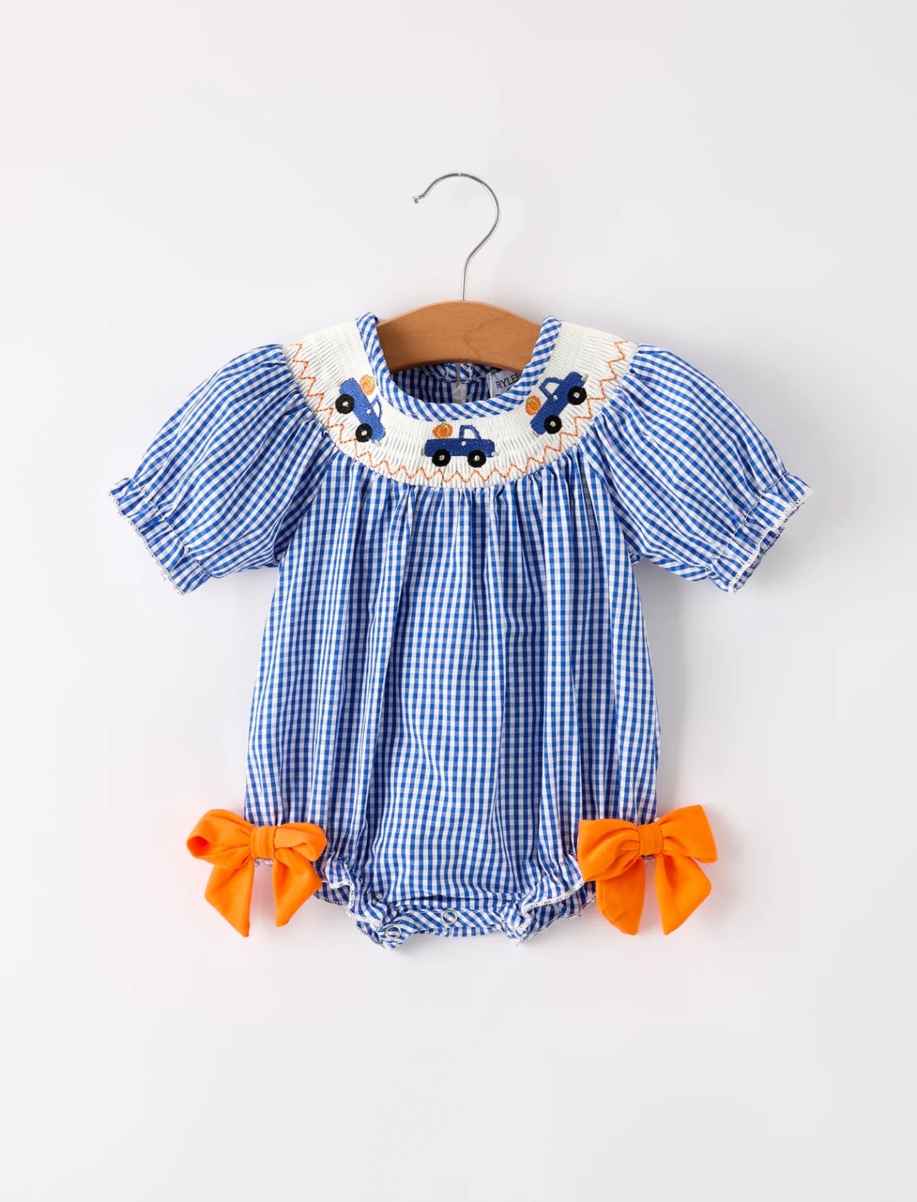 Fall Pumpkin Truck Smock Baby Girl Romper
