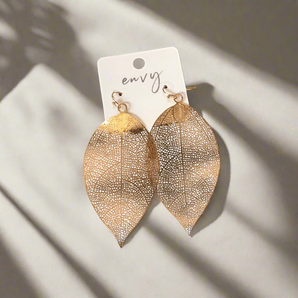 Gold Feather Earrings - Kentucky Belle Boutique