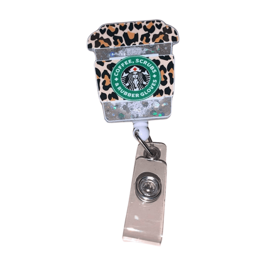 Coffee, Scrubs & Rubber Gloves Badge Reel