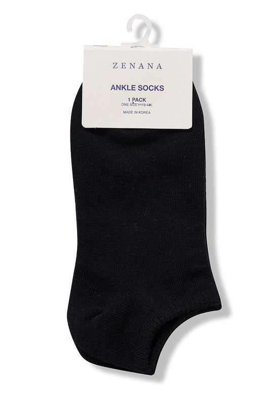 Zenana Casual Plain Cotton Ankle Socks