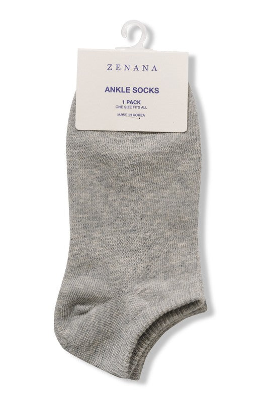 Zenana Casual Plain Cotton Ankle Socks
