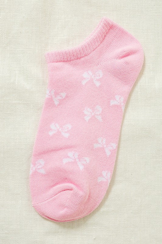 Zenana Bow Printed Cotton Ankle Socks