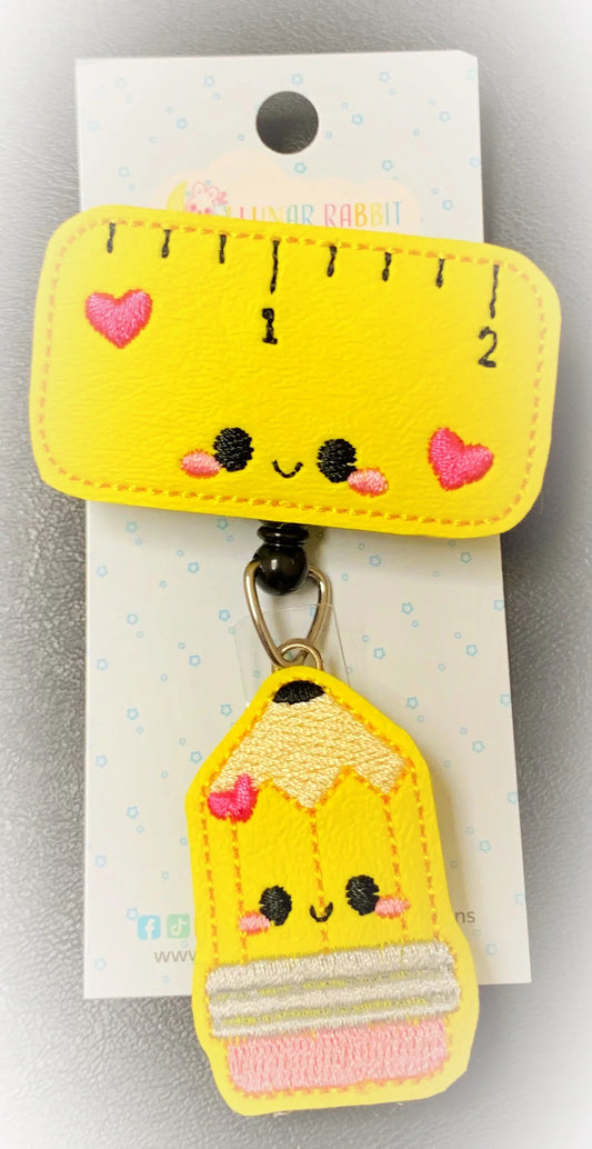 Ruler & Pencil Badge Pal badge reel