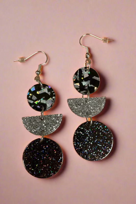 Iridescent Glitter Pendant earrings-Kentucky Belle Boutique