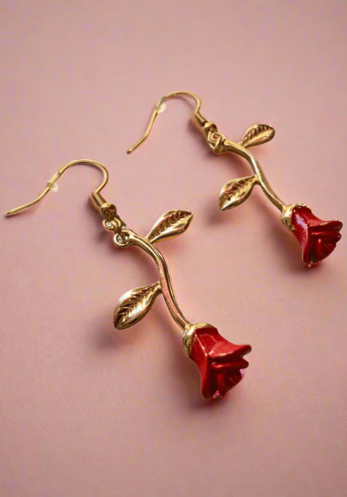 Red Rose Earring Set (hand crafted) - Kentucky Belle Boutique