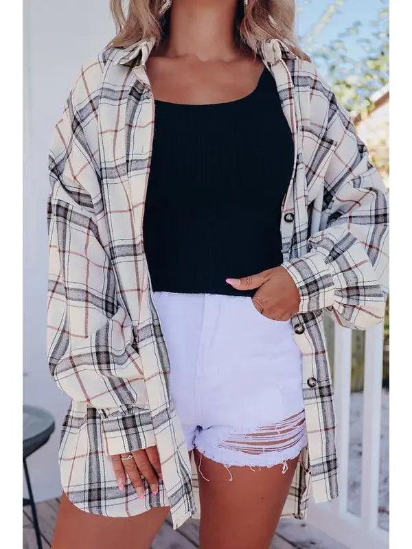 the Denalie Plaid Shacket - Moonlight Boutique