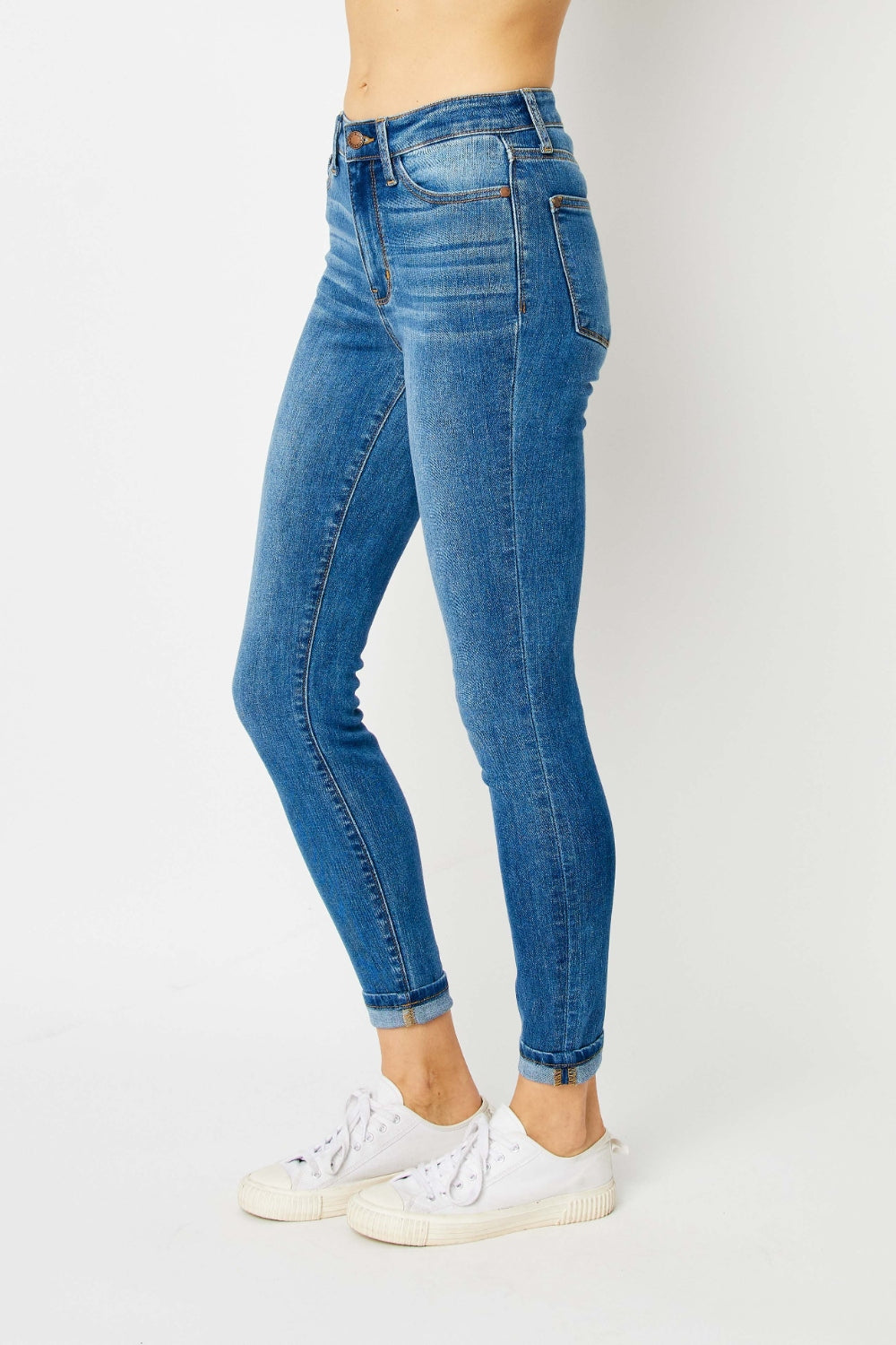 Judy Blue Full Size Cuffed Hem Skinny Jeans - Moonlight Boutique