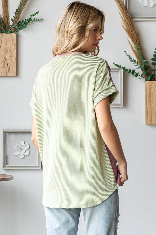 Sunset Stroll Colorblock Henley Top