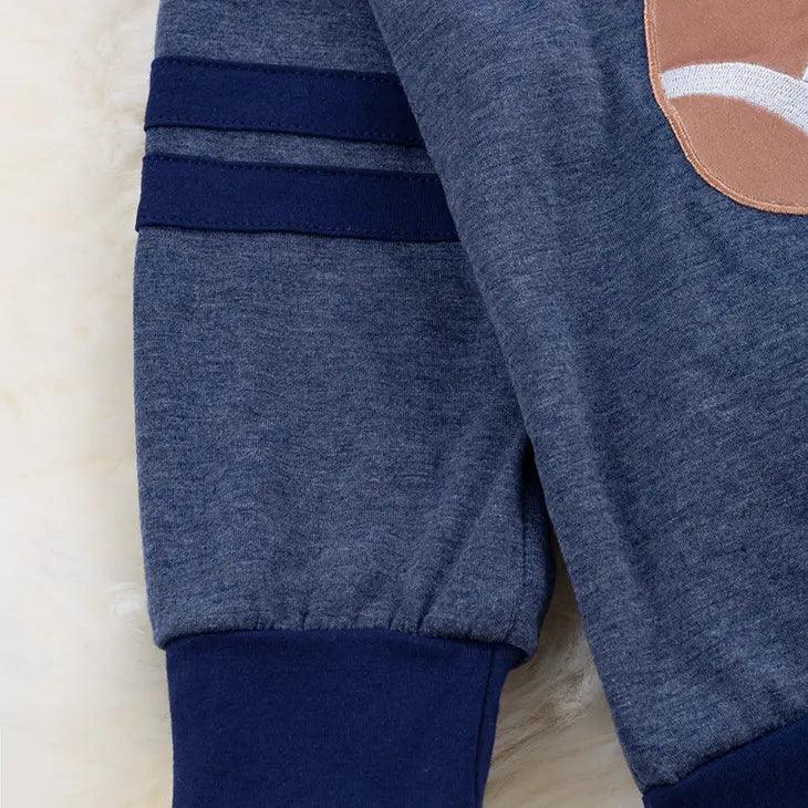 Navy Blue Football Printed Sweatshirt - Moonlight Boutique