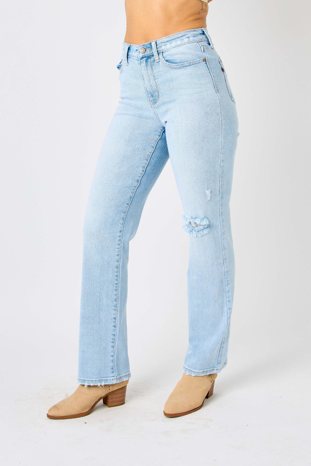 Judy Blue Full Size High Waist Distressed Straight Jeans - Moonlight Boutique