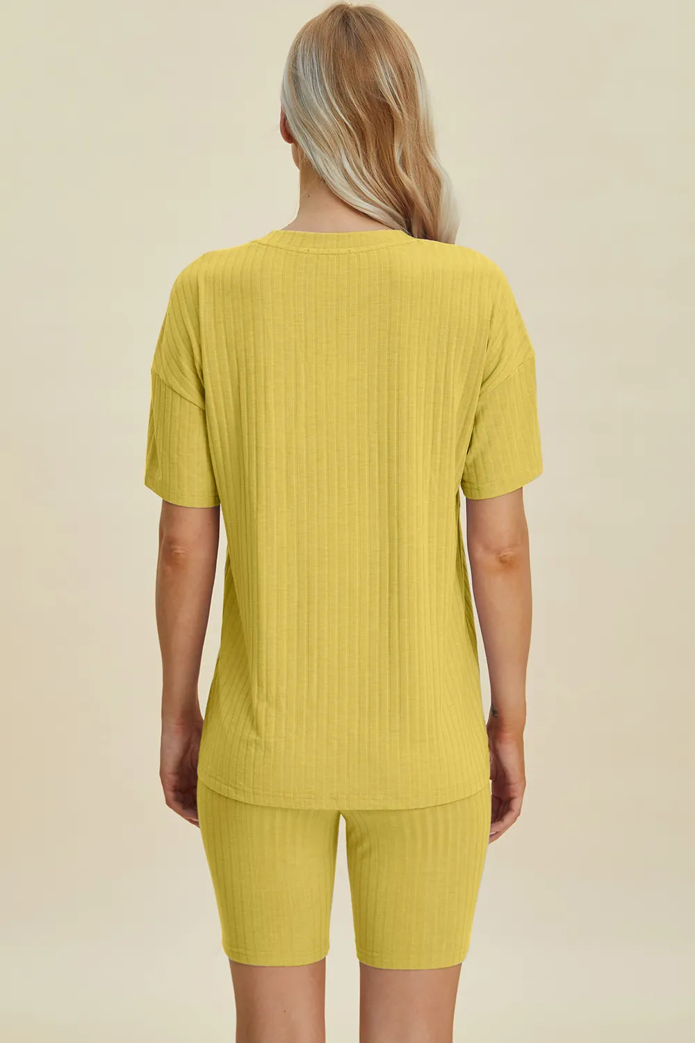 Basic Bae Full Size Ribbed V-Neck Short Sleeve Top and Shorts Set Clothing Set