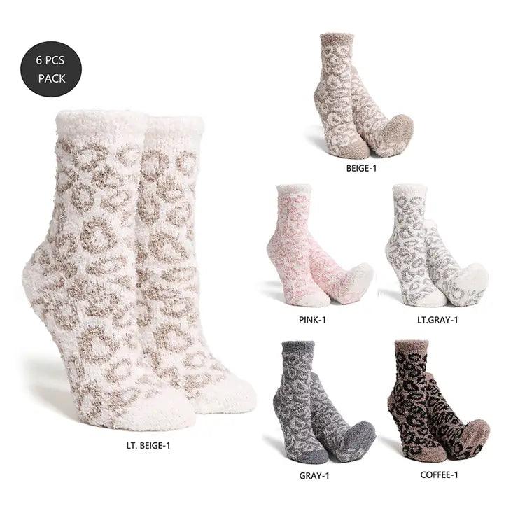 Luxury Soft Leopard Pattern Mini Crew Winter Socks - Moonlight Boutique