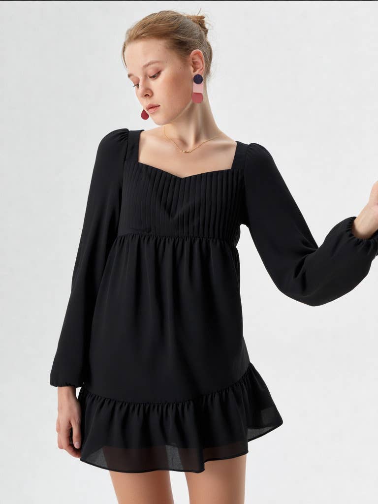 Bust Pleated Backless Holiday Party Mini Dress | Womens Trendy Party & Event Fashion Medium / Black Bust Pleated Backless Holiday Party Mini Dress | Womens Trendy Party & Event Fashion Medium / Black