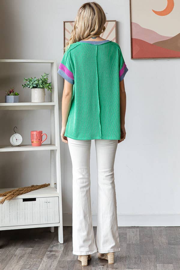 Bright Side Ribbed Colorblock Top