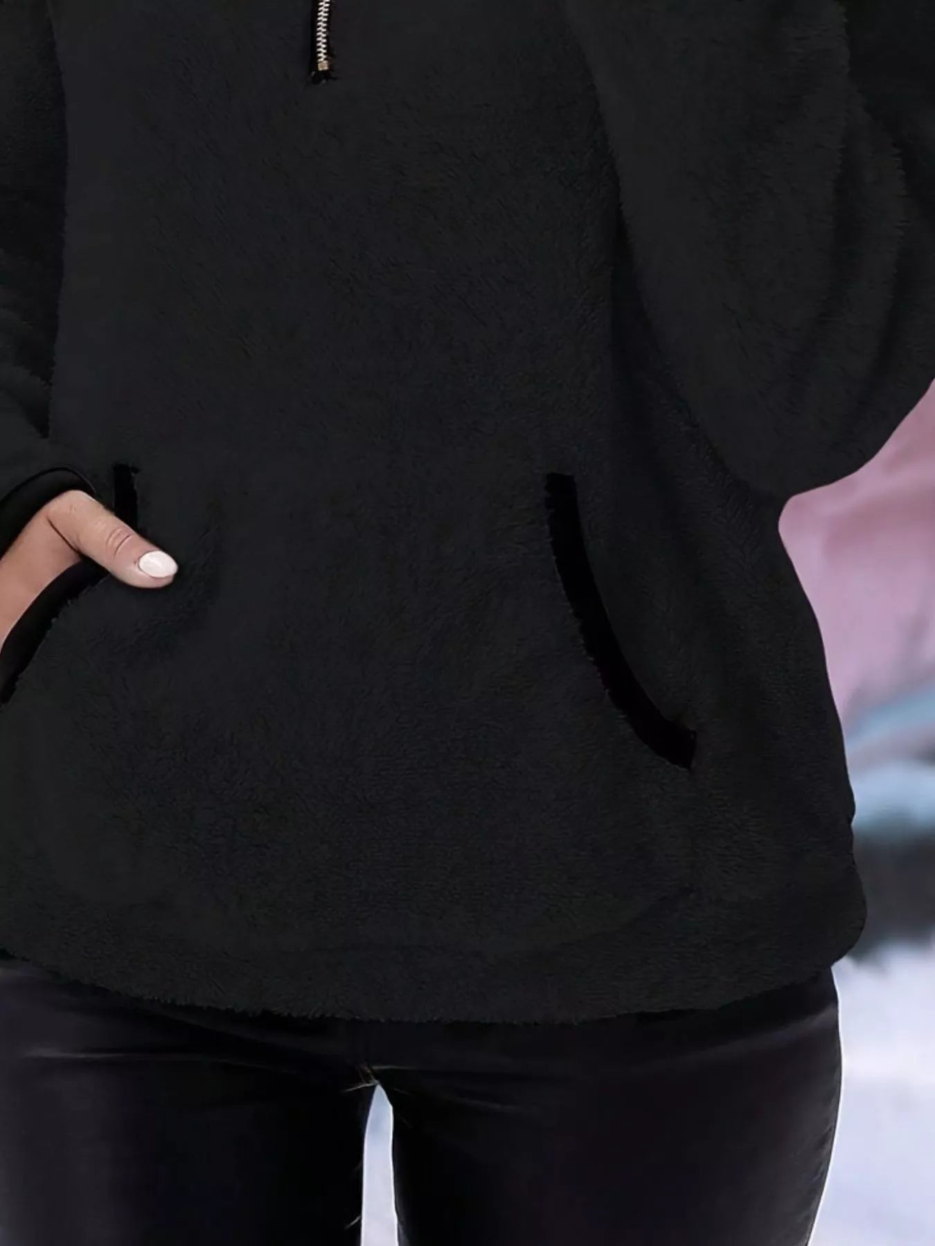 Full Size Cozy Fleece Quarter Zip Long Sleeve Sweatshirt Plus Size Sweatshirt