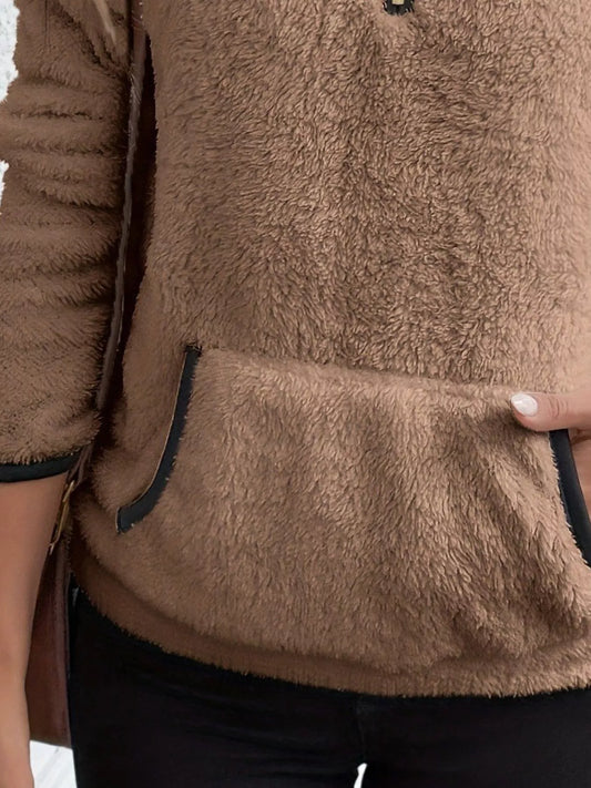 Full Size Cozy Fleece Quarter Zip Long Sleeve Sweatshirt Plus Size Sweatshirt