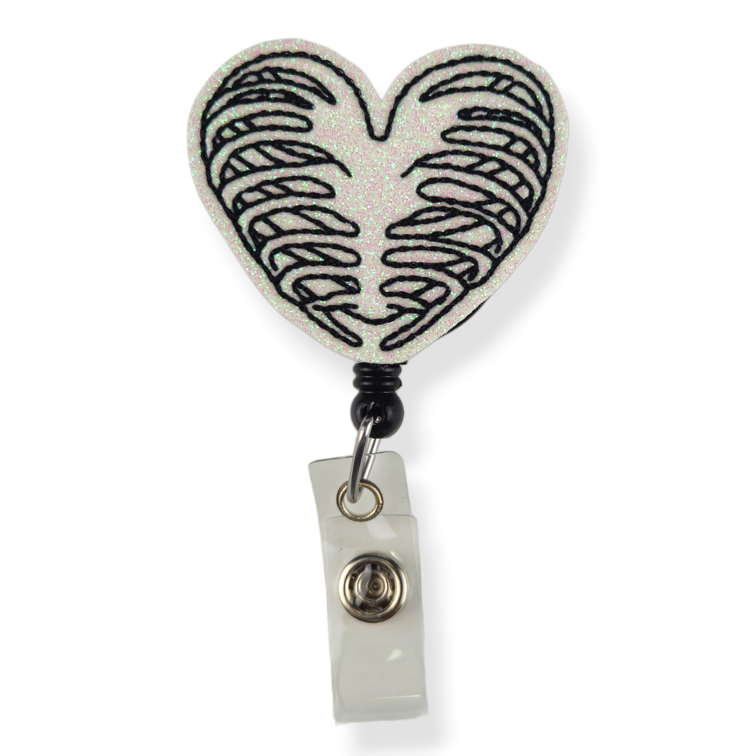 Glow in the Dark Skelly Heart Ribs Badge Pal - Moonlight Boutique