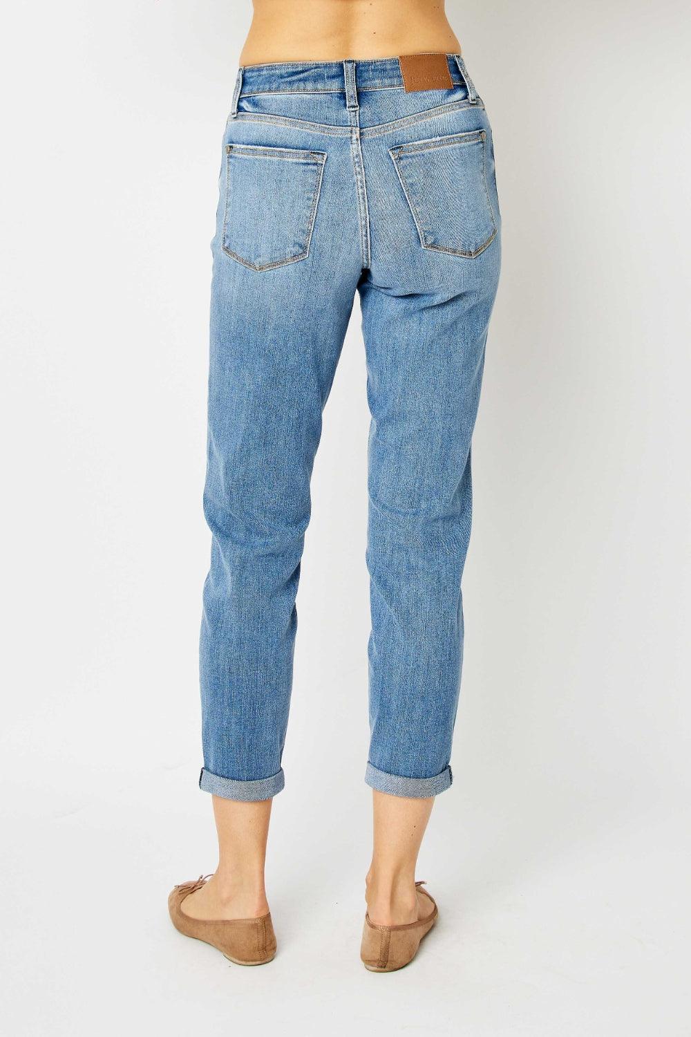 Judy Blue Full Size Cuffed Hem Slim Jeans - Moonlight Boutique