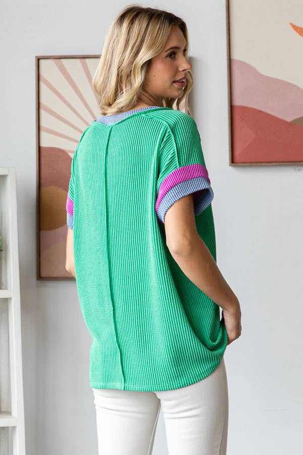 Bright Side Ribbed Colorblock Top