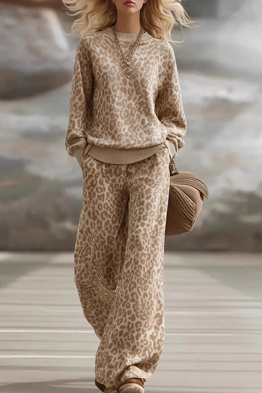 Wild Elegance Leopard Lounge Set Clothing Set