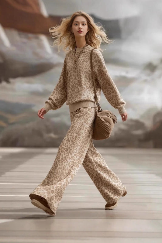 Wild Elegance Leopard Lounge Set Clothing Set