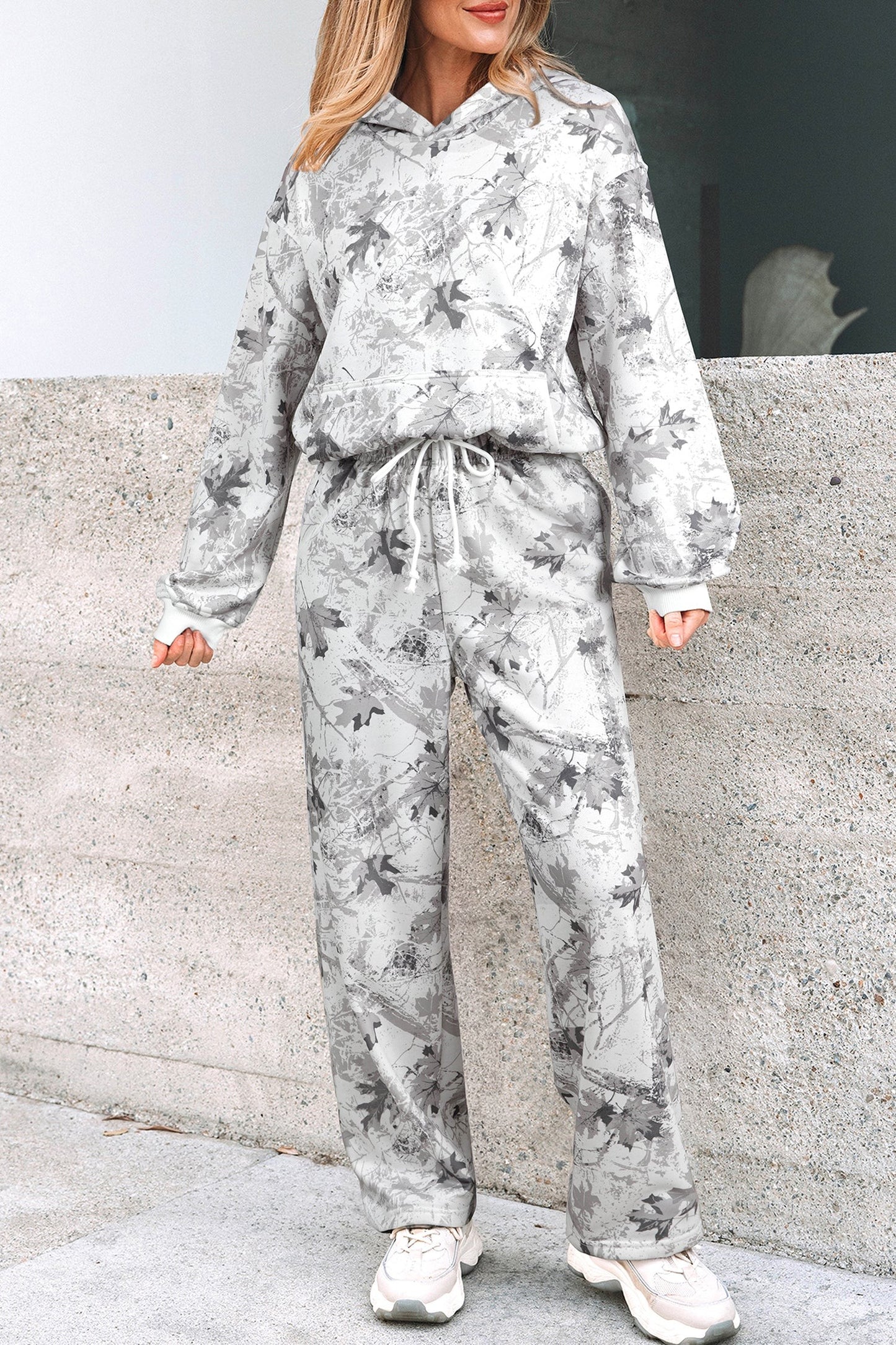 Womens Camo Hoodie And Sweatpants Set Casual 2 Piece Clothing Set