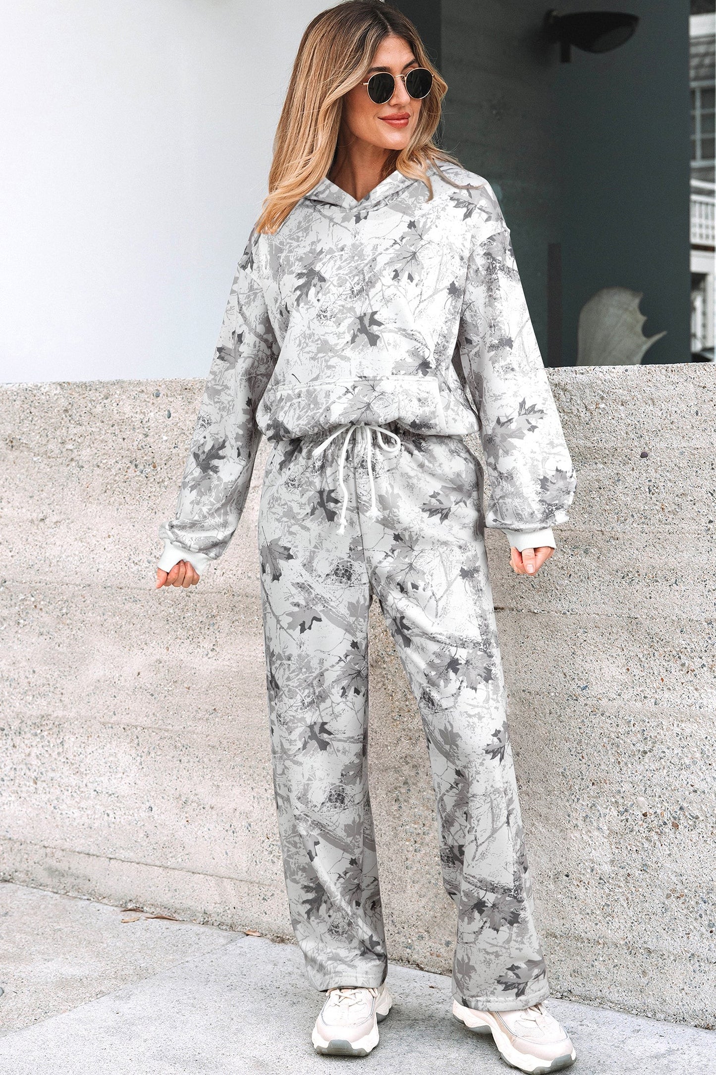 Womens Camo Hoodie And Sweatpants Set Casual 2 Piece Clothing Set