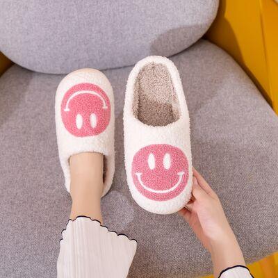 Melody Smiley Face Slippers slippers WHITE PINK