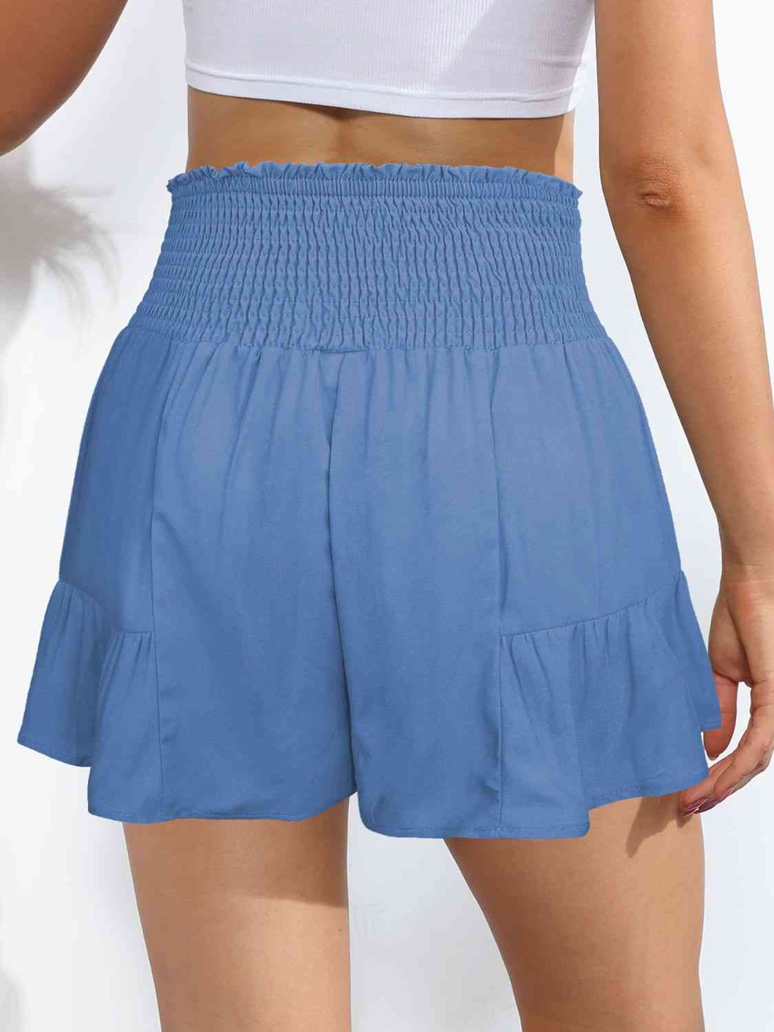 Smocked Tie-Front High-Rise Shorts - Moonlight Boutique