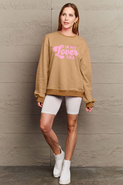 Simply Love Full Size IN MY LOVER ERA Round Neck Sweatshirt - Moonlight Boutique