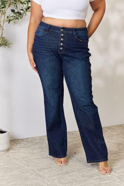 Judy Blue Full Size Button-Fly Straight Jeans - Moonlight Boutique