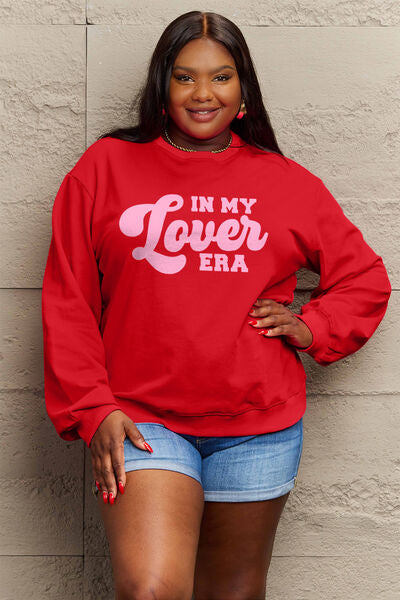 Simply Love Full Size IN MY LOVER ERA Round Neck Sweatshirt - Moonlight Boutique