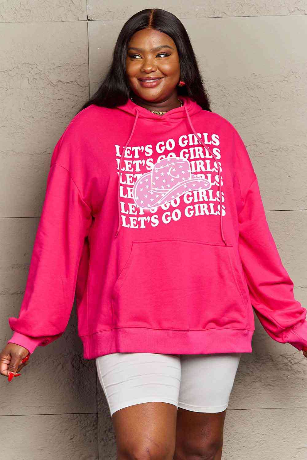 Simply Love Simply Love Full Size LET’S GO GIRLS Graphic Dropped Shoulder Hoodie - Moonlight Boutique