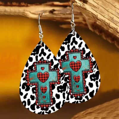 PU Leather Iron Hook Teardrop Earrings - Moonlight Boutique