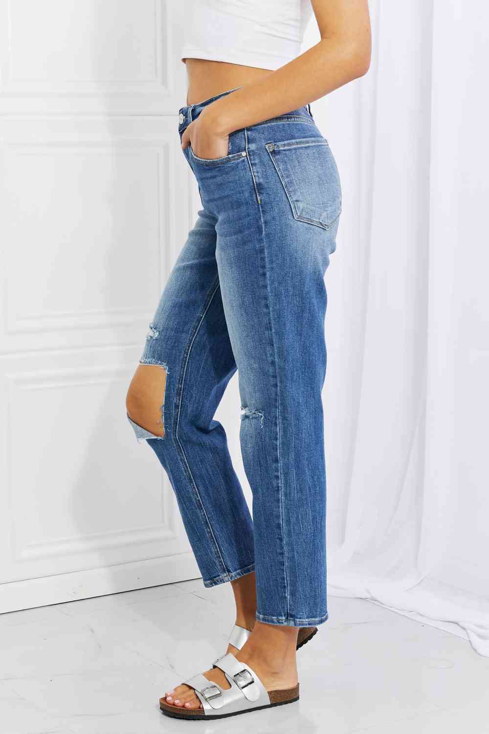 RISEN Full Size Emily High Rise Relaxed Jeans - Moonlight Boutique