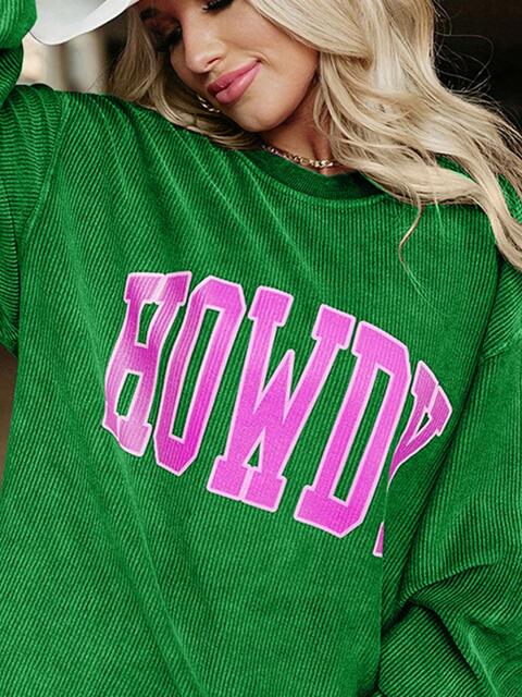 Full Size HOWDY Graphic Round Neck Sweatshirt - Moonlight Boutique