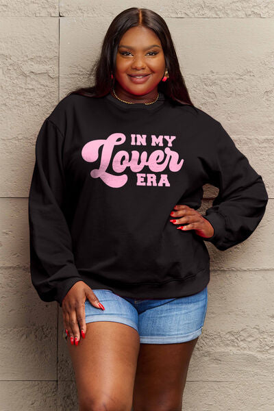 Simply Love Full Size IN MY LOVER ERA Round Neck Sweatshirt - Moonlight Boutique