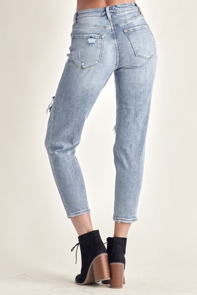 RISEN Distressed Slim Cropped Jeans - Moonlight Boutique