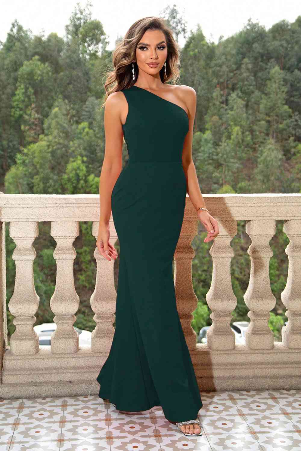 One-Shoulder Sleeveless Maxi Dress - Moonlight Boutique