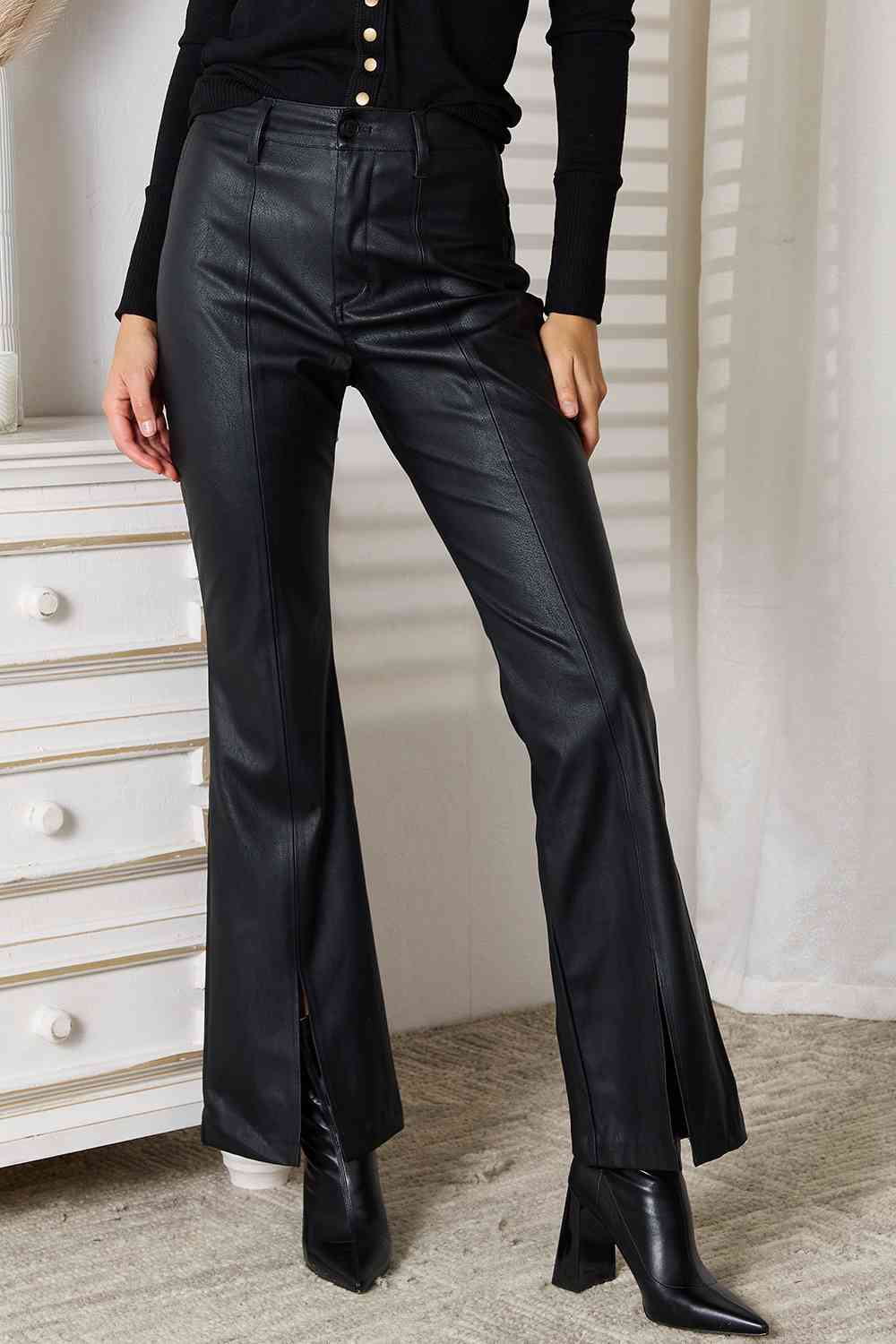 Kancan Slit Flare Leg Pants - Moonlight Boutique