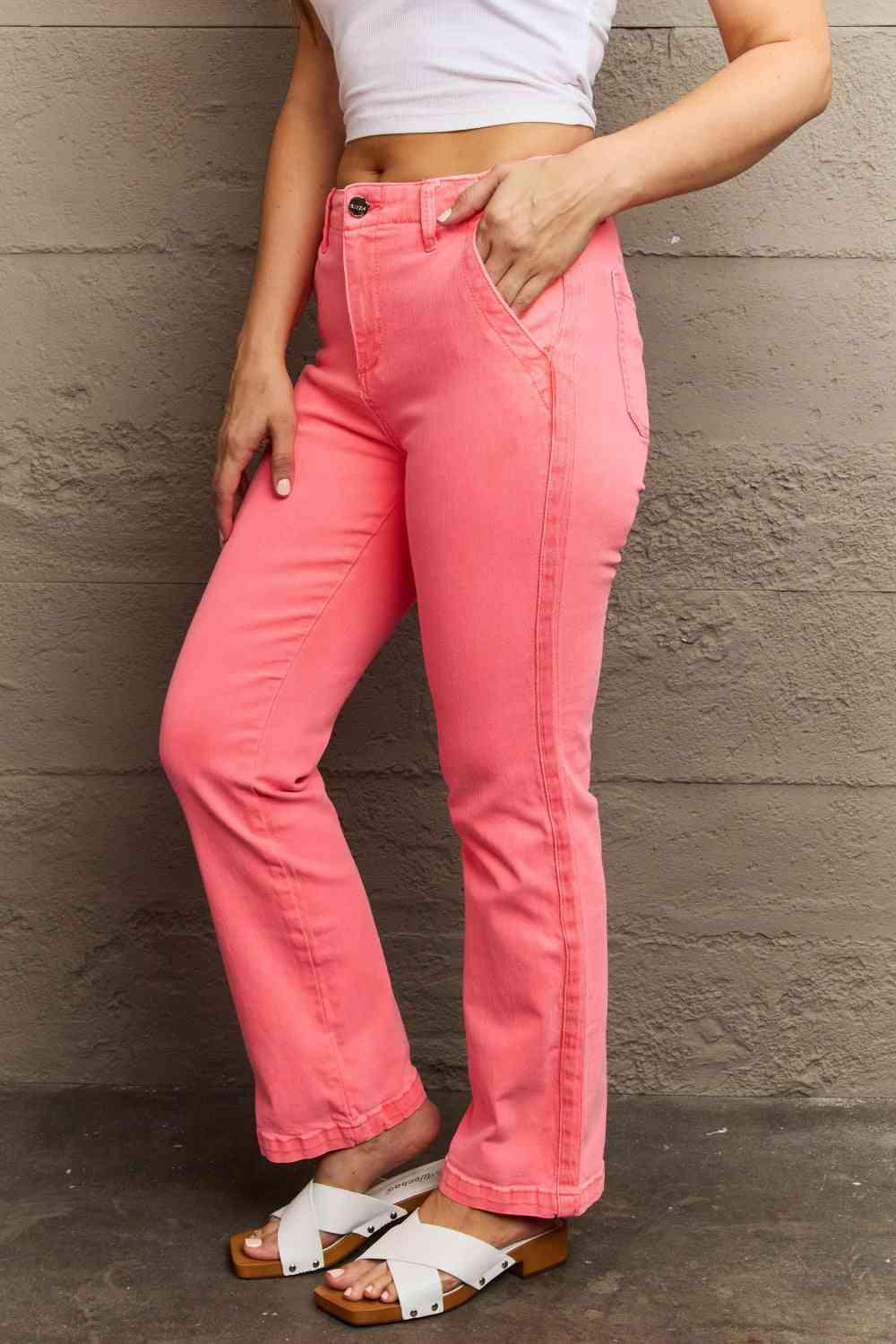 RISEN Kenya Full Size High Waist Side Twill Straight Jeans - Moonlight Boutique