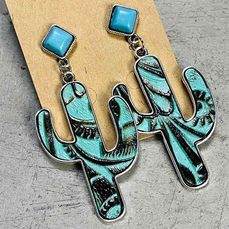 Natural turquoise and catseye cactus discount earrings